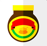 A white background with yellow, red, and green The answer is: Marmite