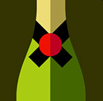 A green and gold bottle of liquor The answer is: Moet