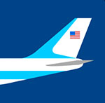 An airplane with the American flag on the tail of it The answer is: Air Force One