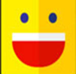 A yellow face with its mouth opened The answer is: Skype