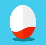 An egg with a red bottom The answer is: Kinder Surprise