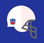 A football helmet with a logo on the bottom The answer is: Nfl