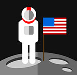 An Astronuat in space with an American flag The answer is: Nasa