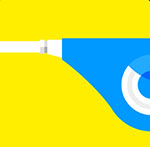 A yellow background and a white and blue object The answer is: Wite-Out