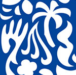 A blue and white picture with a palm tree on it The answer is: Unilever