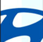 A blue Hyundai sign The answer is: Hyundai