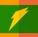 An orange lightning bolt The answer is: Gatorade
