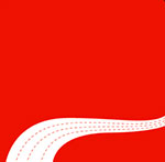 A red background with a white line The answer is: Puma