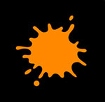 A black background with an orange splash on it The answer is: Nickeldoen