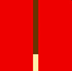 A red background with a brown stick and yellow bottom to it The answer is: Pocky