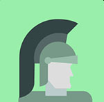 A man in a Roman knight outfit The answer is: American Express