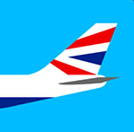 An airplane with the British Flag on the tail The answer is: British Airways