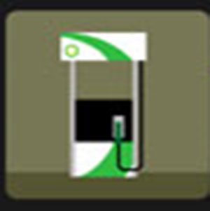 A green gas pump .