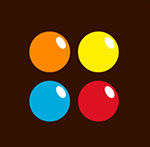 A brownish background with different same candy but different colors The answer is: M&M'S