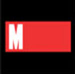 A red stripe with the letter M inside The answer is: Marvel