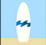 A white surfboard The answer is: Billabong