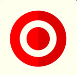 A white background with a red bullseye mark The answer is: Target