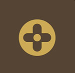 A brown background with circled cross The answer is: Louis Vuitton