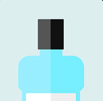 The top of a blue bottle with a black cap The answer is: Listerine