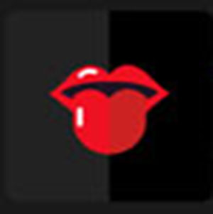 Red lips with a red tongue .