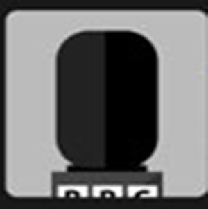 A black microphone .
