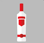 A tal red and white bottle The answer is: Smirnoff