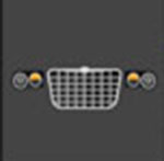 The front of a Chrysler The answer is: Chrysler