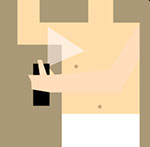 A man spraying deyodirent The answer is: Axe