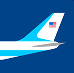 An airplane with the American flag on the tail of it  The answer is: Air Force One