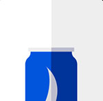 A blue can with a white line going through the middle  The answer is: Pocari Sweat
