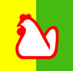 A yellow and green background with a chicken on the front  The answer is: Knorr
