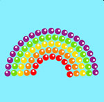 A ranibow made of little candies  The answer is: Skittles