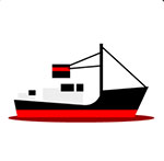 A black, red and white ship  The answer is: Fisherman'S Friend