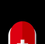 The top of a red object with a white cross  The answer is: Victorinox