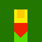 A stick with yellow on top, red in the middle, and green on the bottom  The answer is: Baygon