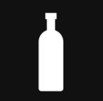 A black background with a white bottle in the front  The answer is: Absolute