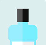 The top of a blue bottle with a black cap  The answer is: Listerine