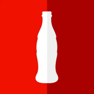 A half-lite red background and half dark red background with a white bottle on it 