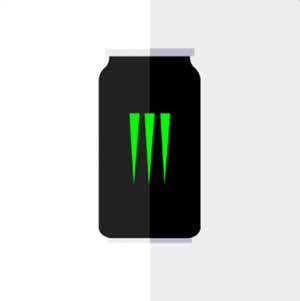 A black and green soda can