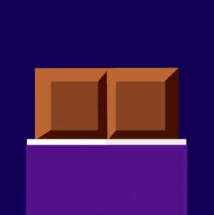 A type of choclate bar with purple wrapping on it