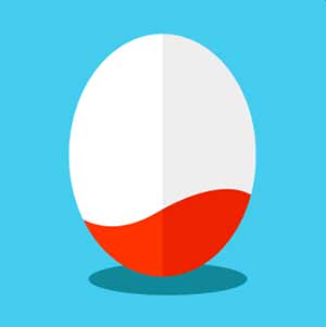 An egg with a red bottom