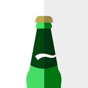 A green beer bottle 