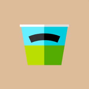 A green and blue ice cream cup