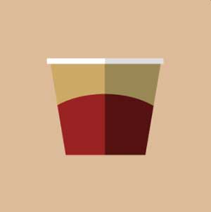 A brown and red ice cream cup