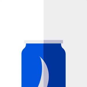 A blue can with a white line going through the middle