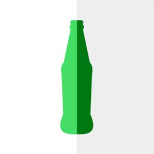 A green soda bottle