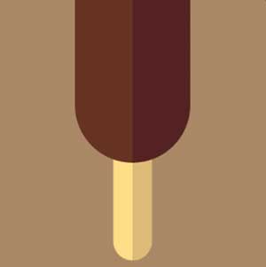 An ice cream bar with a stick on the bottom