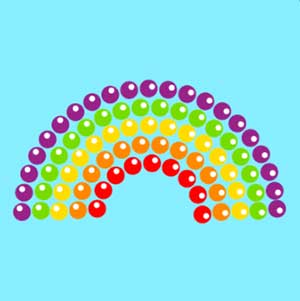 A ranibow made of little candies