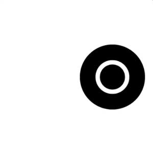 A black circle with a dot in the middle