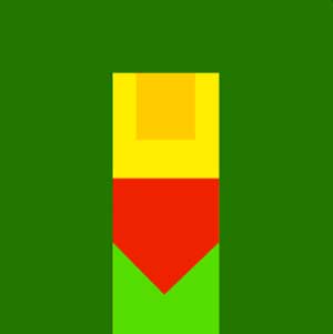 A stick with yellow on top, red in the middle, and green on the bottom